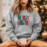 Merry Bright Sweat shirt, Womens Christmas Sweatshirt, Holiday Retro Hoodie, Merry Christmas Hoodie, Gift for Christmas, Christmas Clothing