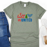 Our Home Is United Shirt, Happy Hanukkah Shirt, Jewish Cristian Shirt, Holiday Hanukkah Shirt, Jewish Saying Shirt, Religious Shirt