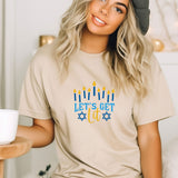 Let's Get Lit Hanukkah Sweatshirt for Women Gold & Silver Glitter Print - Hanukkah Sweaters, Funny Hanukkah shirts, menorah Jewish shirts