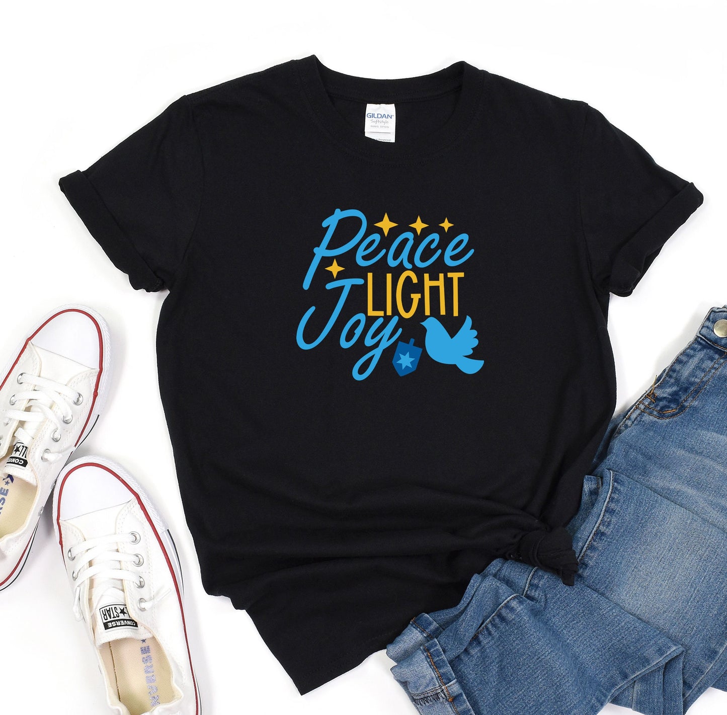 Peace Light Joy Shirt, Happy Hanukkah Shirt, Jewish Shirt, Holiday Hanukkah T-Shirt, Hanukkah Shirt, Jewish Saying Tee, Shirt for Jewish