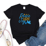 Peace Light Joy Shirt, Happy Hanukkah Shirt, Jewish Shirt, Holiday Hanukkah T-Shirt, Hanukkah Shirt, Jewish Saying Tee, Shirt for Jewish