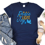 Peace Light Joy Shirt, Happy Hanukkah Shirt, Jewish Shirt, Holiday Hanukkah T-Shirt, Hanukkah Shirt, Jewish Saying Tee, Shirt for Jewish