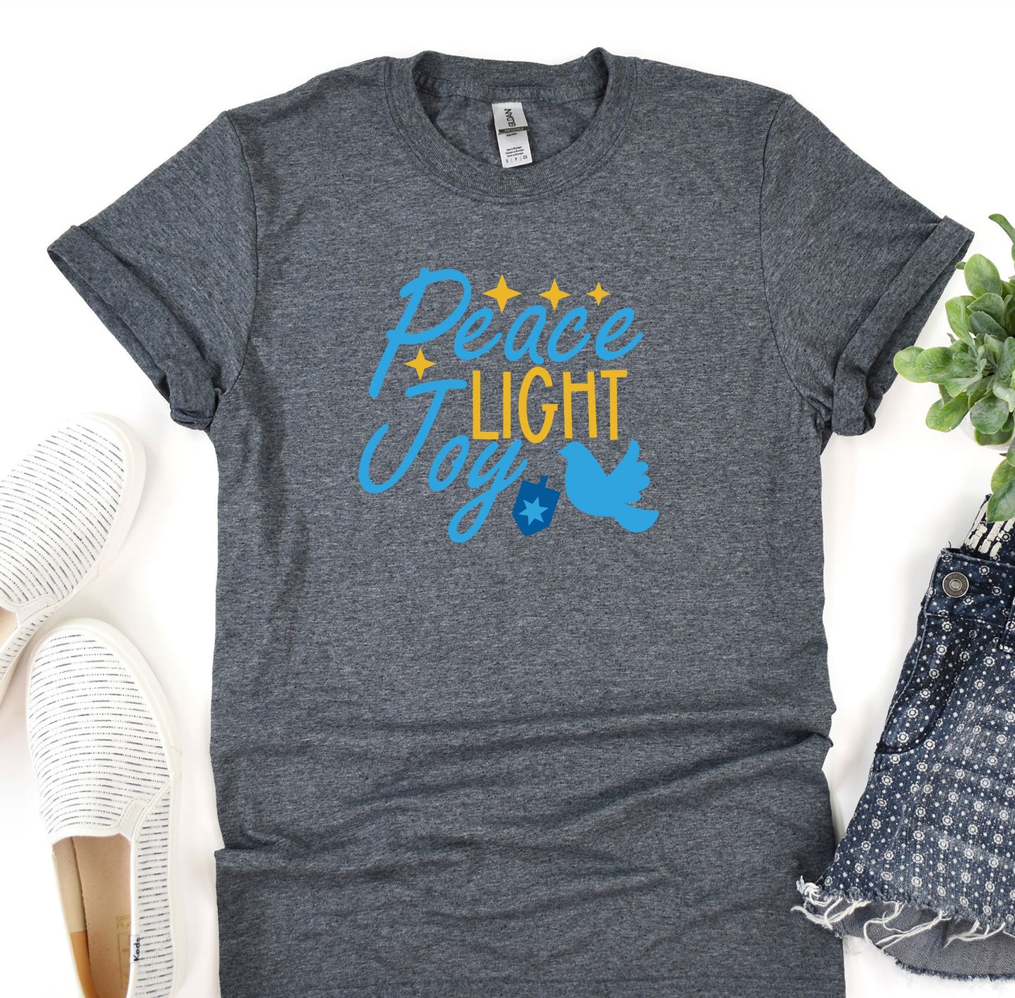 Peace Light Joy Shirt, Happy Hanukkah Shirt, Jewish Shirt, Holiday Hanukkah T-Shirt, Hanukkah Shirt, Jewish Saying Tee, Shirt for Jewish