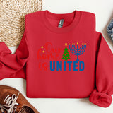 Our Home Is United Sweatshirt, Happy Hanukkah Sweatshirt, Jewish Sweatshirt, Holiday Hanukkah Hoodie, Hanukkah Hoodie, Jewish Saying Hoodies