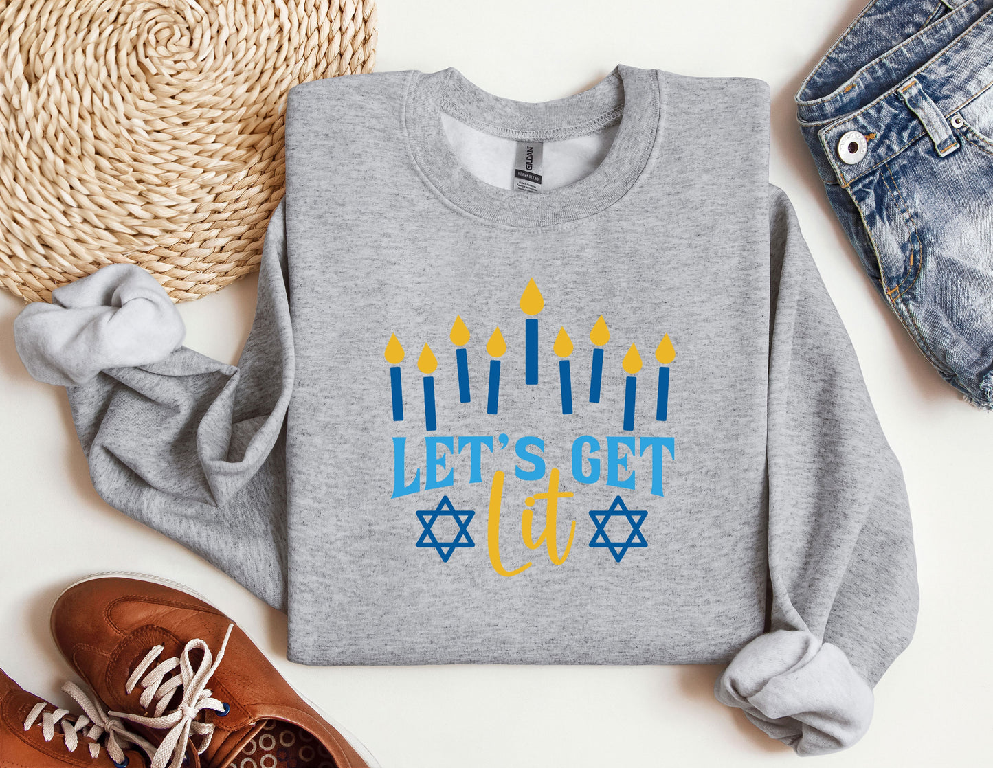 Let's Get Lit Hanukkah Sweatshirt, Hanukkah Sweaters, Funny Hanukkah Hoodies, menorah Jewish Hoodies