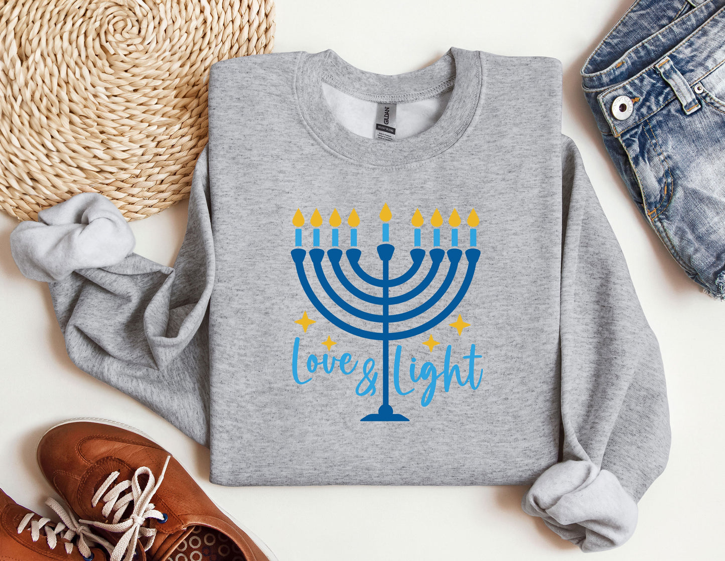 Love and Light Hanukkah Sweatshirt, Menorah Sweatshirt, Holiday Hoodie, Hanukkah Sweatshirt, Chanukah Hoodie, Festival of lights Sweatshirt