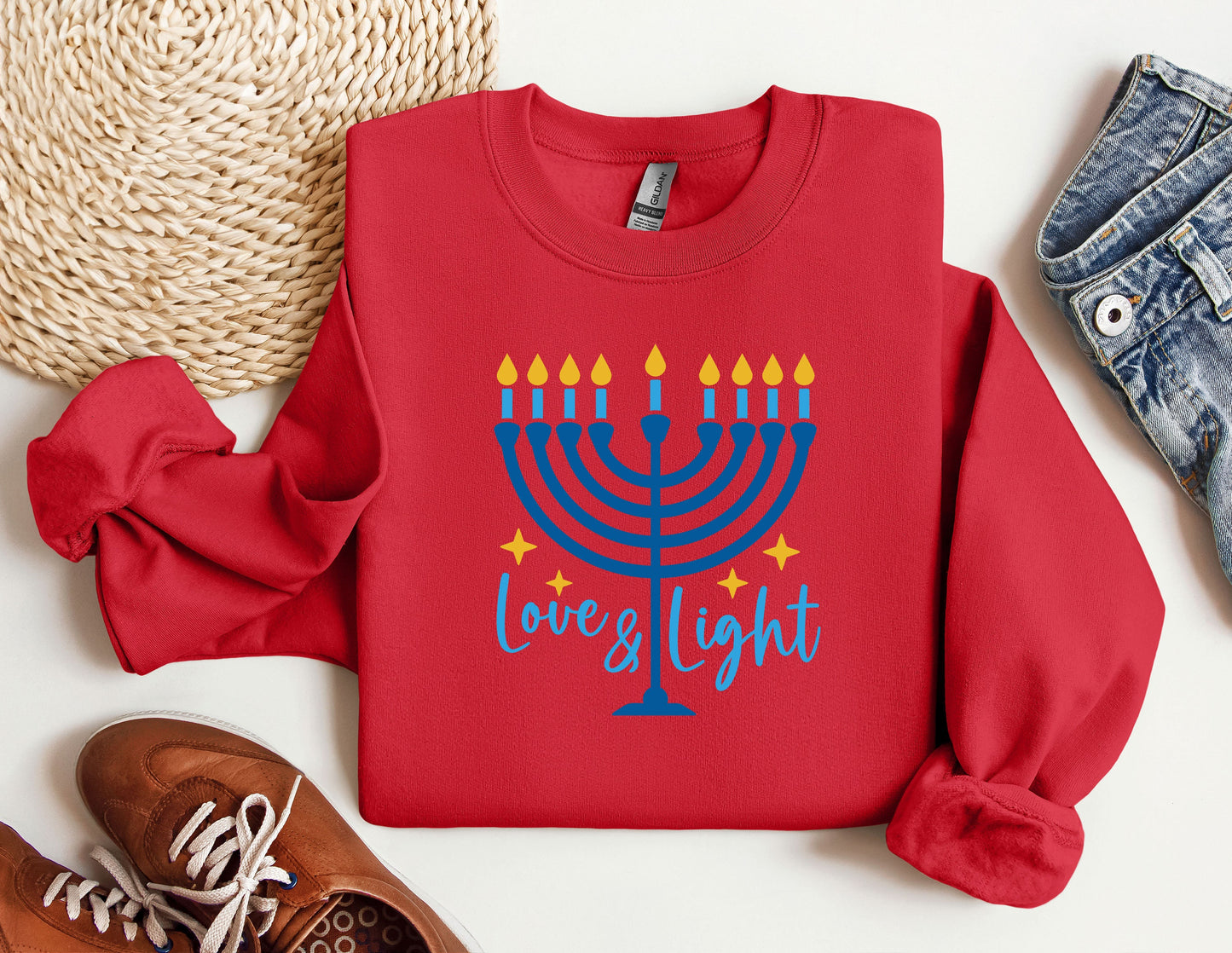 Love and Light Hanukkah Sweatshirt, Menorah Sweatshirt, Holiday Hoodie, Hanukkah Sweatshirt, Chanukah Hoodie, Festival of lights Sweatshirt