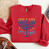 Love and Light Hanukkah Sweatshirt, Menorah Sweatshirt, Holiday Hoodie, Hanukkah Sweatshirt, Chanukah Hoodie, Festival of lights Sweatshirt