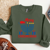 Happy Chrismukkah Sweatshirt, Funny Hannukkah Sweatshirt, Christas Ugly Sweater Sweatshirt, Hanukkah Menorah Hoodie, Chanukah Jewish Holiday