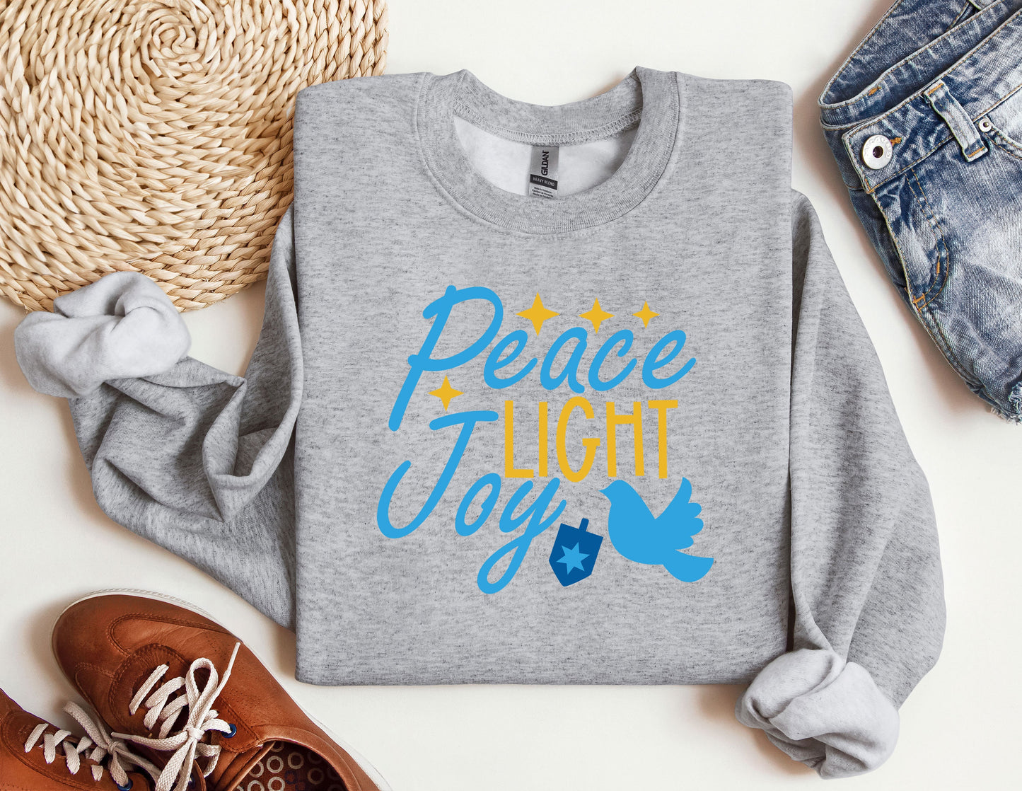 Peace Light Joy Sweatshirt, Happy Hanukkah Sweatshirt, Jewish Sweatshirt, Holiday Hanukkah Hoodie, Hanukkah Sweatshirt, Jewish Saying Hoodie