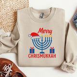 Happy Chrismukkah Sweatshirt, Funny Hannukkah Sweatshirt, Christas Ugly Sweater Sweatshirt, Hanukkah Menorah Hoodie, Chanukah Jewish Holiday