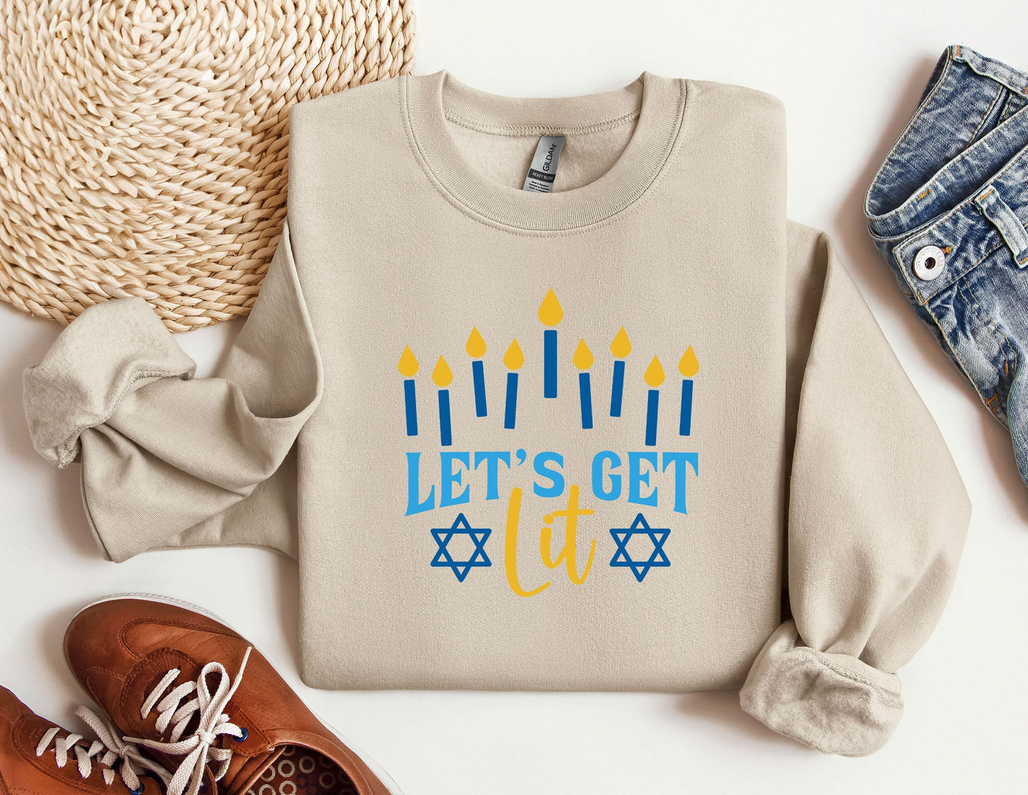 Let's Get Lit Hanukkah Sweatshirt, Hanukkah Sweaters, Funny Hanukkah Hoodies, menorah Jewish Hoodies