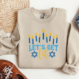 Let's Get Lit Hanukkah Sweatshirt, Hanukkah Sweaters, Funny Hanukkah Hoodies, menorah Jewish Hoodies