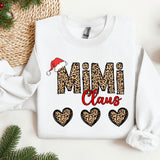a white shirt with leopard print and a santa hat