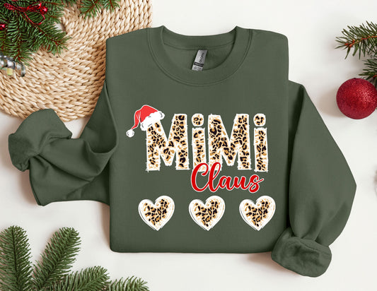 Mimi Claus Sweatshirt and Hoodie, Christmas Mimi Claus Sweatshirt,Gift for Mom,Custom Mimi Sweatshirt with Children Name on Sleeve