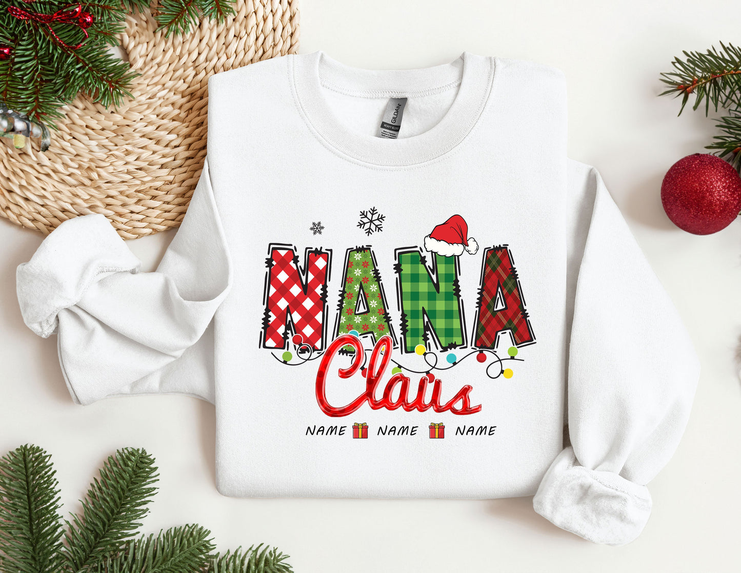 a white sweatshirt with the words mama claus on it