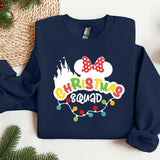 a blue sweatshirt with a mickey mouse design on it