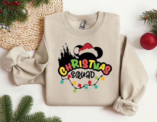 Christmas Squad Sweatshirt, Disney Xmas Sweater, Christmas Crewneck, Christmas Disneyland Sweat, Holiday Sweaters for Women, Winter Hoodie