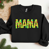 a black sweatshirt with the word mama printed on it