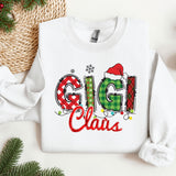 a white sweatshirt with the word ugly claus printed on it