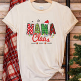 a white t - shirt with the word santa claus on it