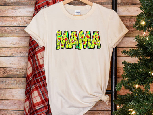 a t - shirt with the word mama printed on it