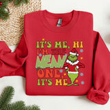 a red sweatshirt with the words it's me, i'm the men