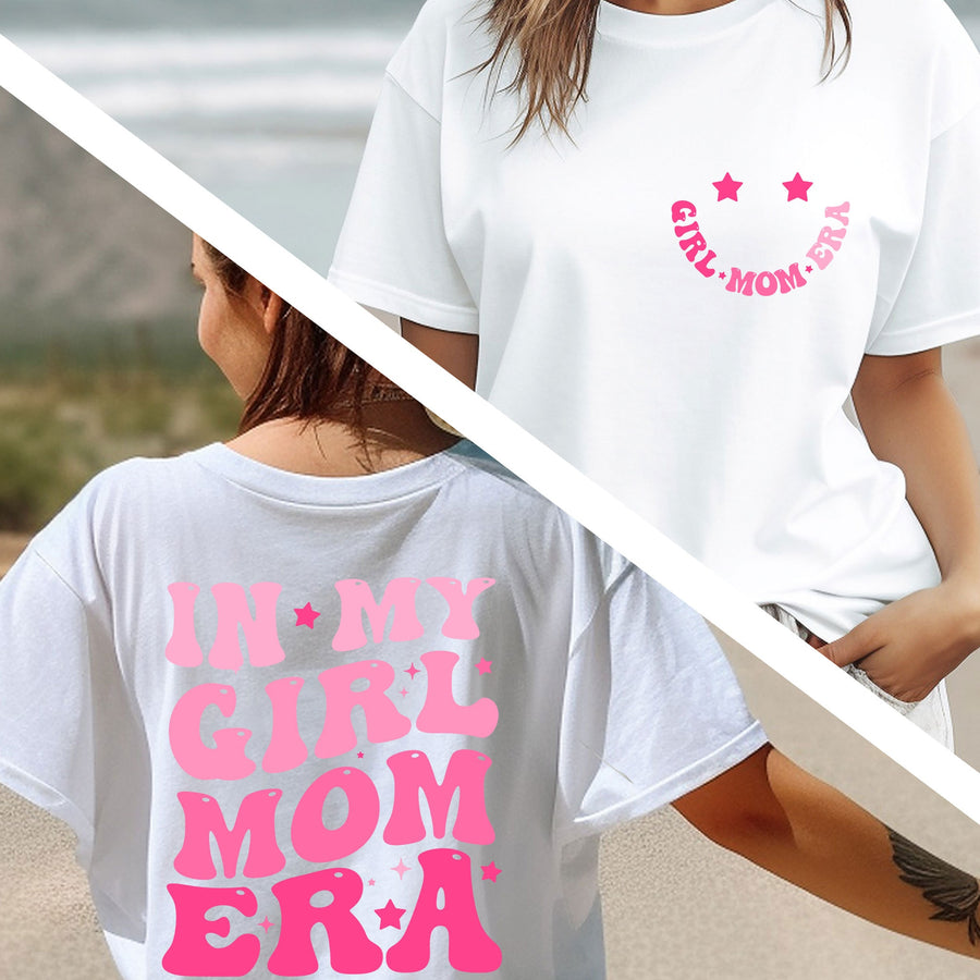 a woman holding onto another woman's back while wearing a t - shirt