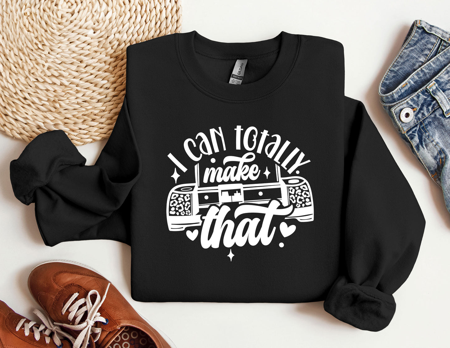 a black sweatshirt with a slogan that reads i can totally make that