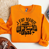 a pair of shoes and an orange sweatshirt with the words i can totally make that