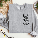 a grey sweatshirt with a peace sign on it
