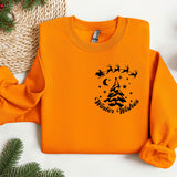 an orange sweatshirt with a christmas tree on it