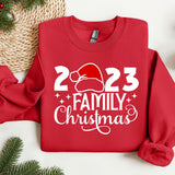 a red sweatshirt with a santa hat on it