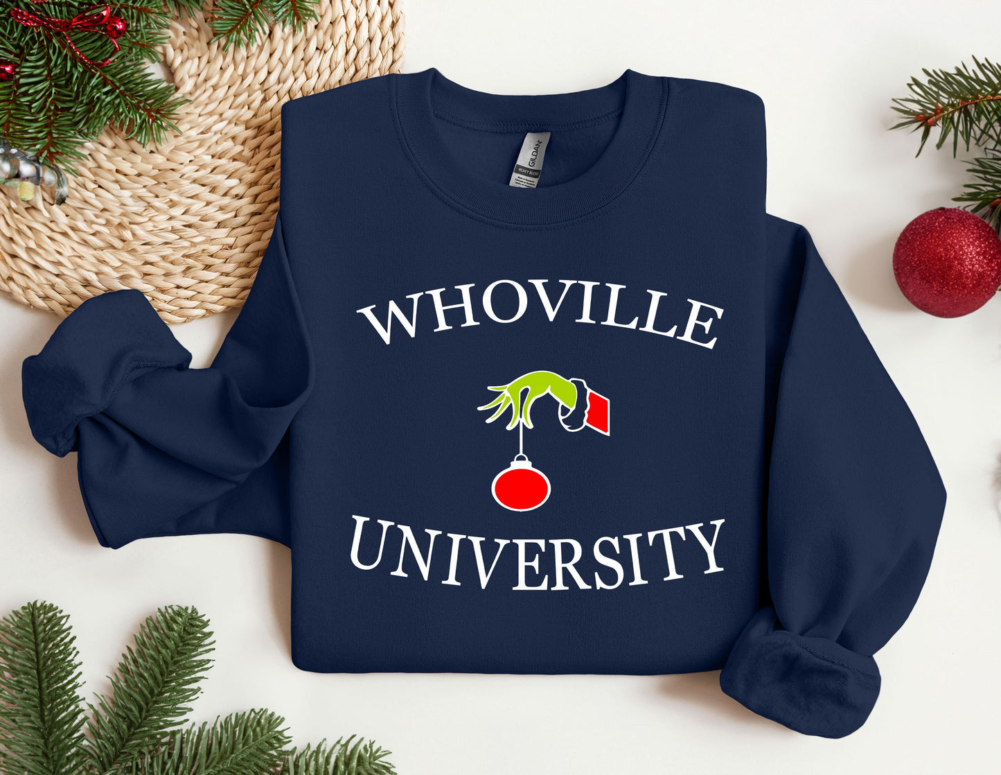 a blue sweatshirt with the words whovillee university on it