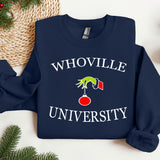 a blue sweatshirt with the words whovillee university on it
