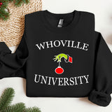 a black sweatshirt with the words whovillee university on it
