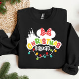 a black shirt with a mickey mouse christmas shirt on it