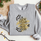 a gray sweater with a new year message on it