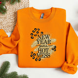 an orange shirt with the words new year some hot mess on it