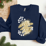 a new year's sweatshirt with a dog's paw print