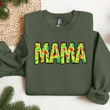 Mama Christmas Grinchy Sweatshirt, Plaid Mama Sweater, Pattern Mama Hoodie, Western Mama shirt, Mom to be Sweat, Xmas Mom her Gift hoodie