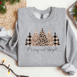 a sweater with a christmas tree and leopard print
