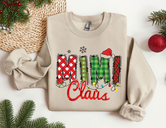 Nana Claus Sweatshirt, Mimi Claus Sweatshirt, Xmas Mimi Sweater, Custom Grandkids Sweatshirt, Christmas Hoodie for Woman