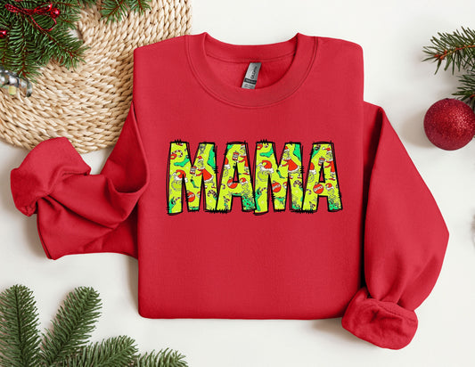 Mama Christmas Sweatshirt, Plaid Mama Sweater, Pattern Mama Hoodie, Western Mama shirt, Mom to be Sweat, Xmas Mom her Gift hoodie