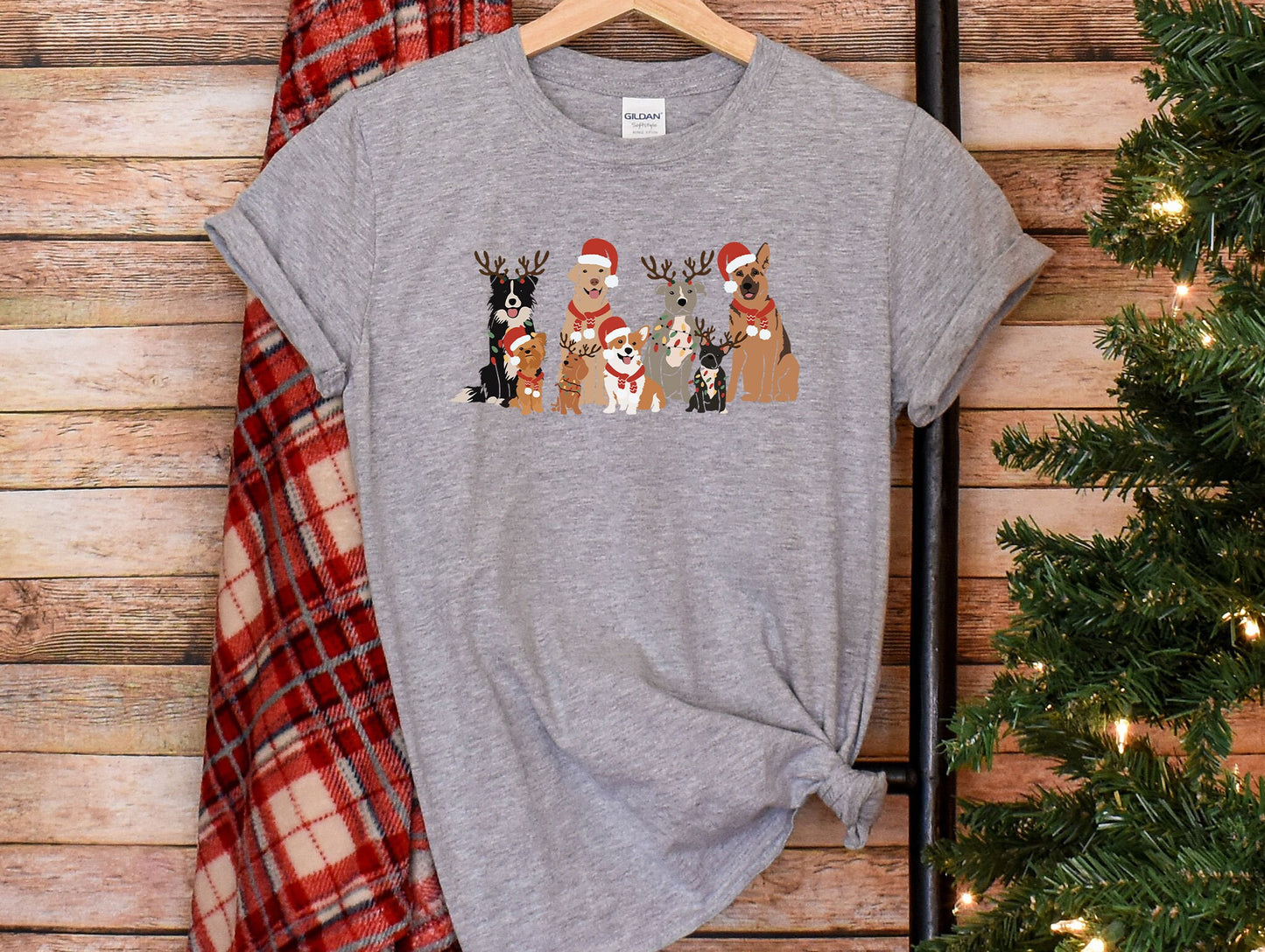 a t - shirt with a group of dogs on it