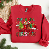 a red sweatshirt with a christmas message on it