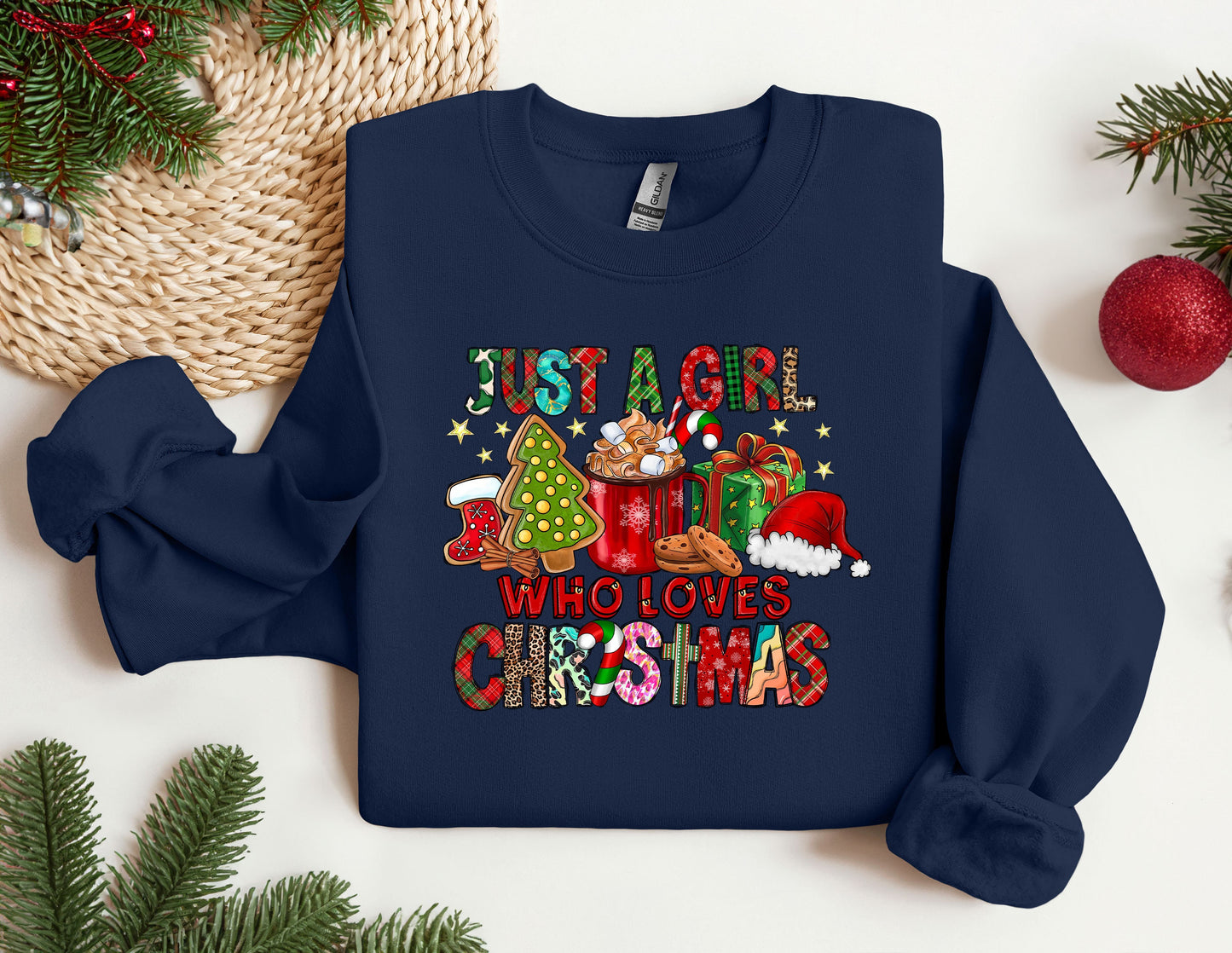 a blue sweatshirt with a christmas message on it