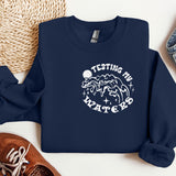a blue sweatshirt with the words my shittest is my happy place on it
