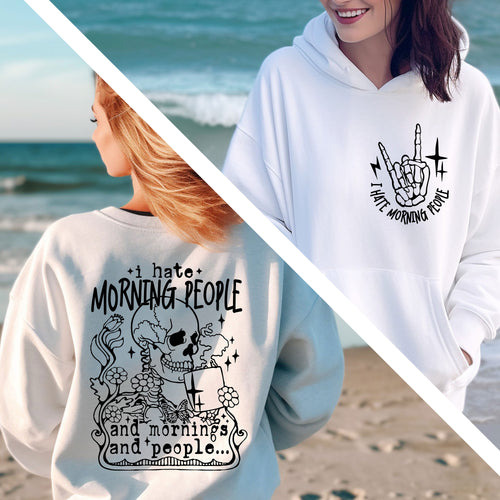 I Hate Morning People Caffeine Hoodie, Gift For Her, Sarcastic Coffee Skeleton Hoodie, Skeleton Hoodie, Sarcastic Hoodie, Funny Hoodie
