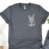 a t - shirt with a peace sign on it